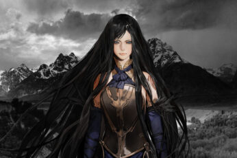 Wallpaper Black Haired Female Anime Character