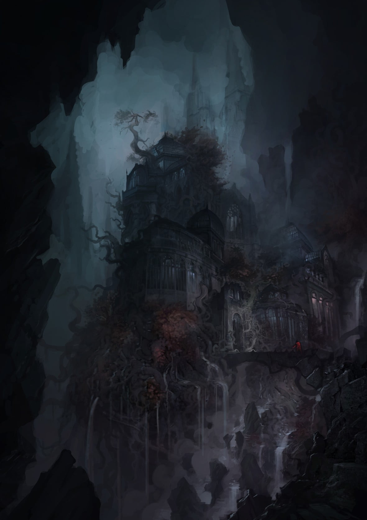 Wallpaper Black Hunted House Painting Video Game