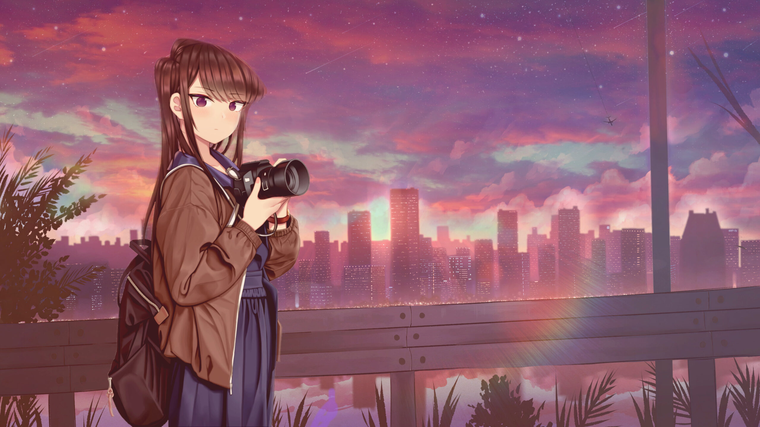 Komi San Wa, Comyushou Desu, Camera, Outdoors, Komi San Wa Wallpaper, Anime