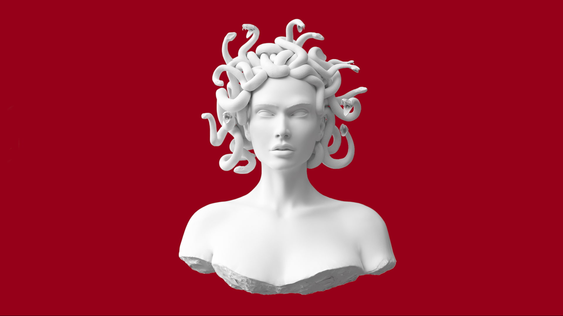 Wallpaper Bust Of Medusa, Red