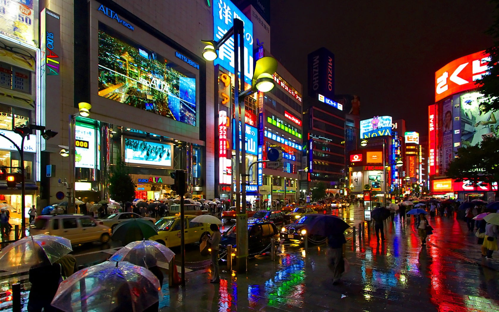 Wallpaper Cityscape, Street, Urban, Night, Traffic, Japan Rain Wallpaper, City