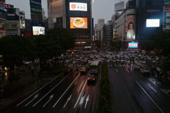 Wallpaper Japan, Cityscape, Tokyo, Shibuya, Rain