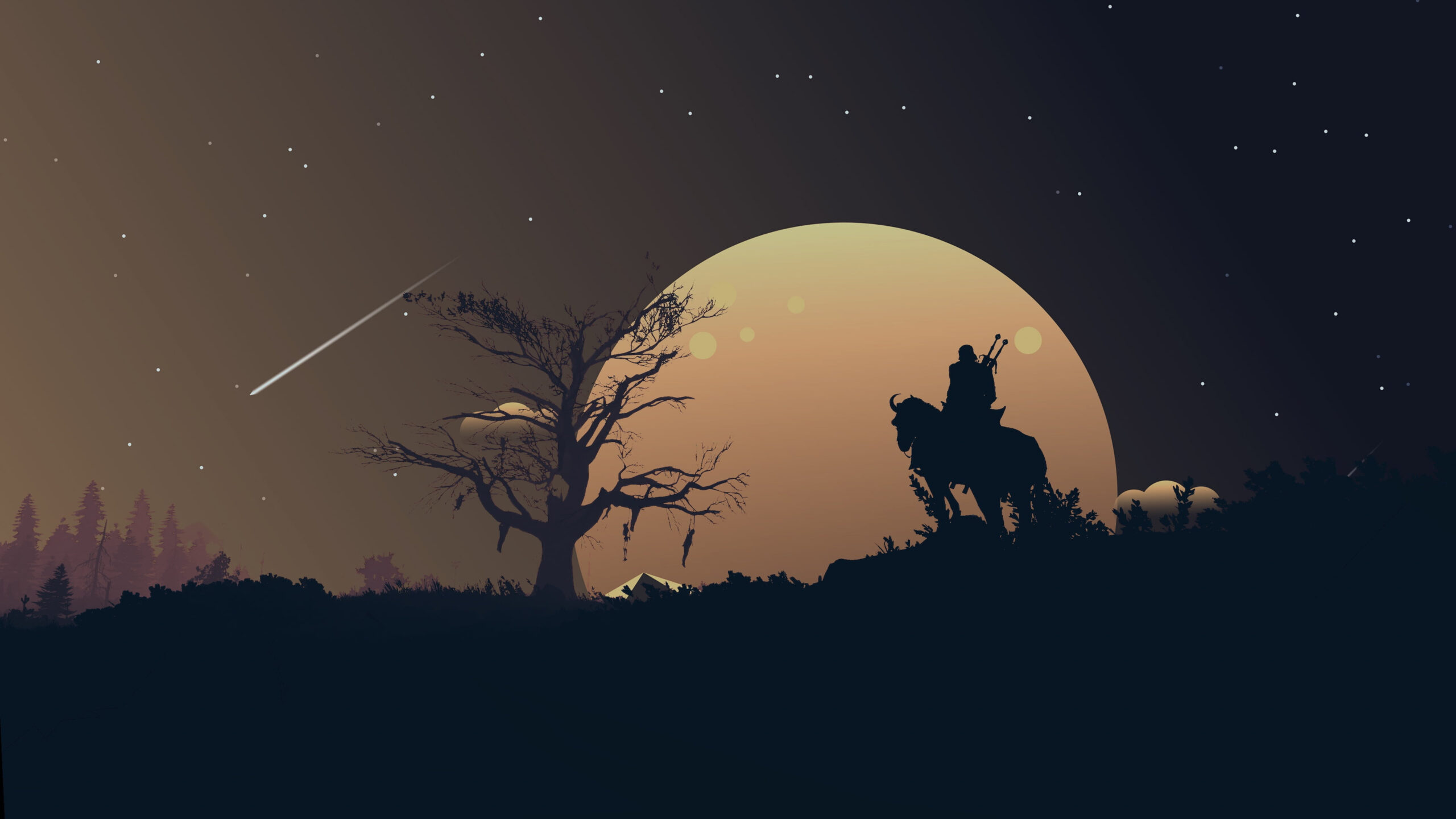 Wallpaper Moon, Fantasy, Game, The Witcher
