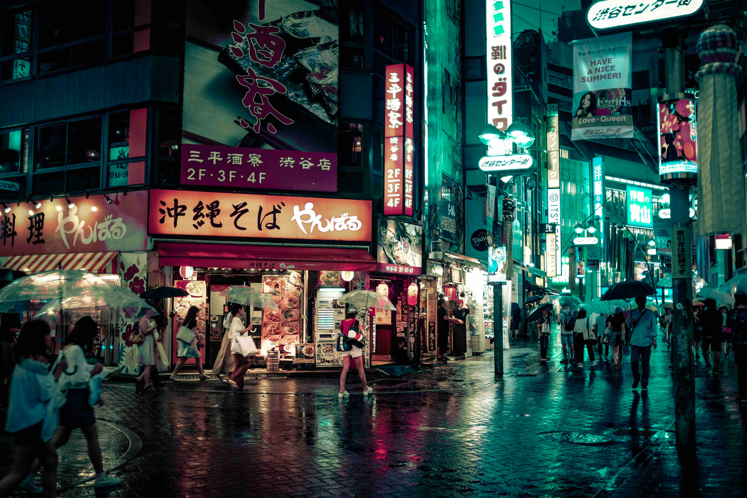 Wallpaper People Walking Near Buildings At Night, Japan Rain Wallpaper, City