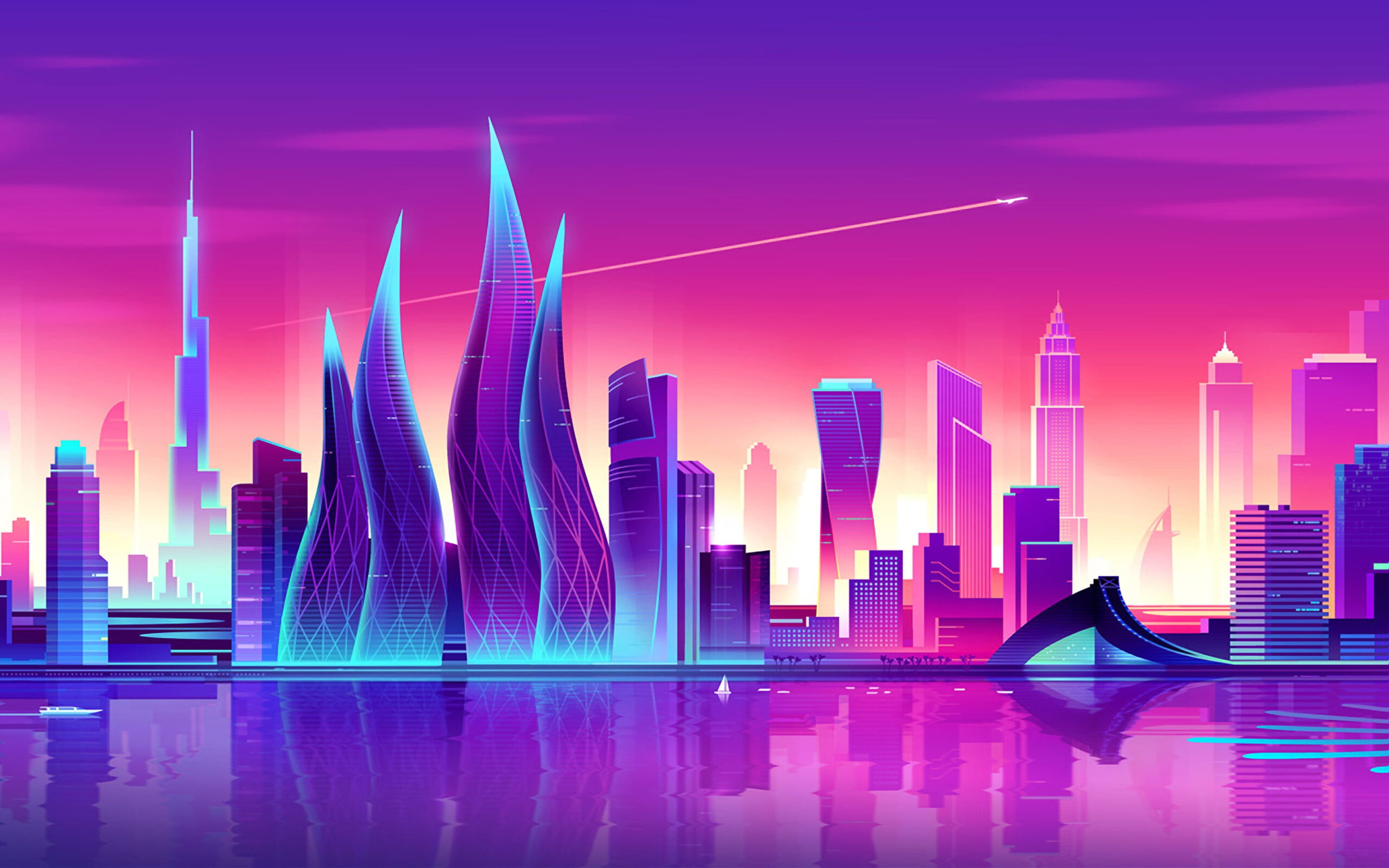 Wallpaper Sunset, Vector, The City, Style, Sky