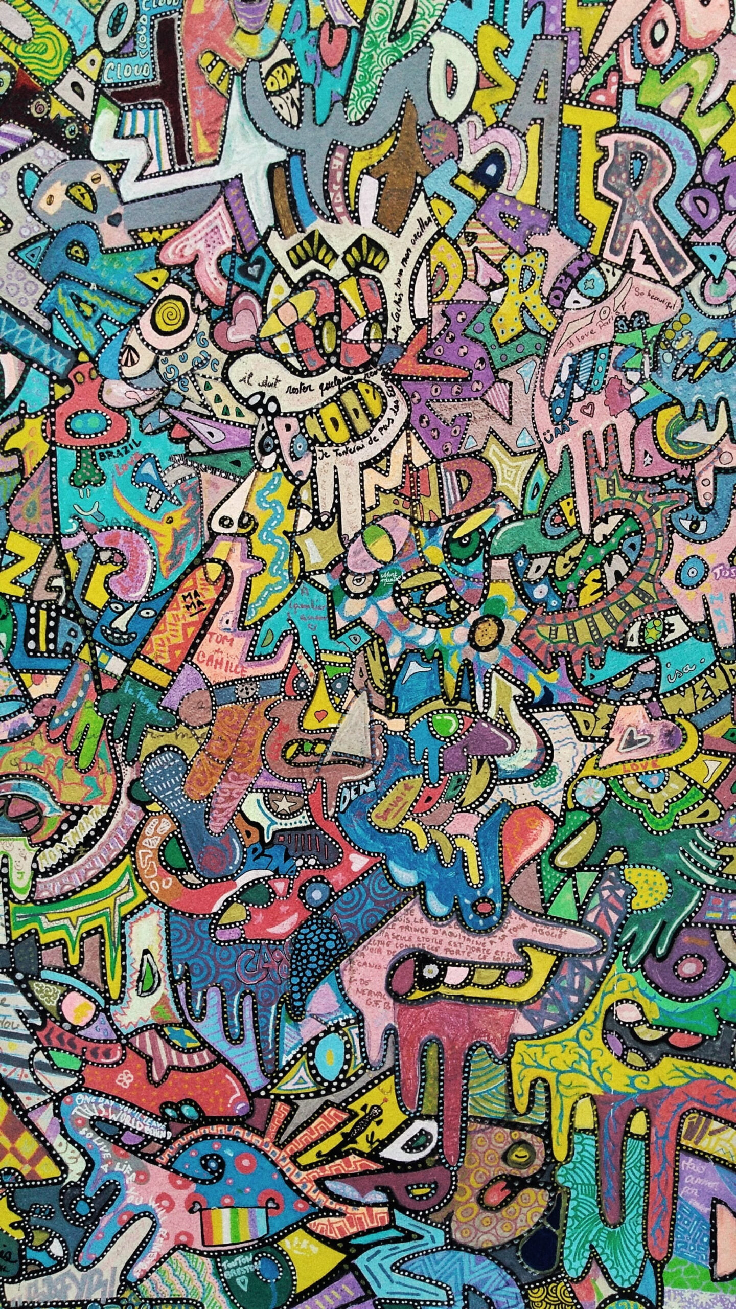 Wallpaper Assorted Color Doodle Decor