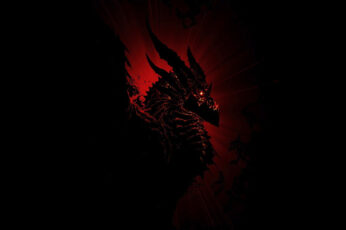 Wallpaper Black And Red Dragon Illustration