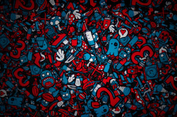 Wallpaper Blue And Red Monsters Illustration