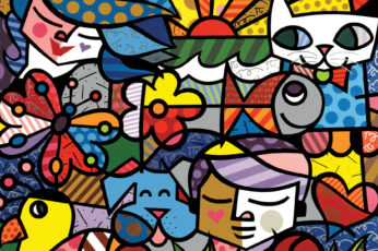 Wallpaper Cartoon Garden Art, Multicolored Animals