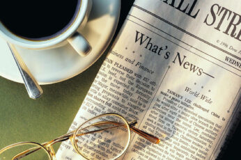 Wallpaper Coffee Cup Next To Morning Paper, News