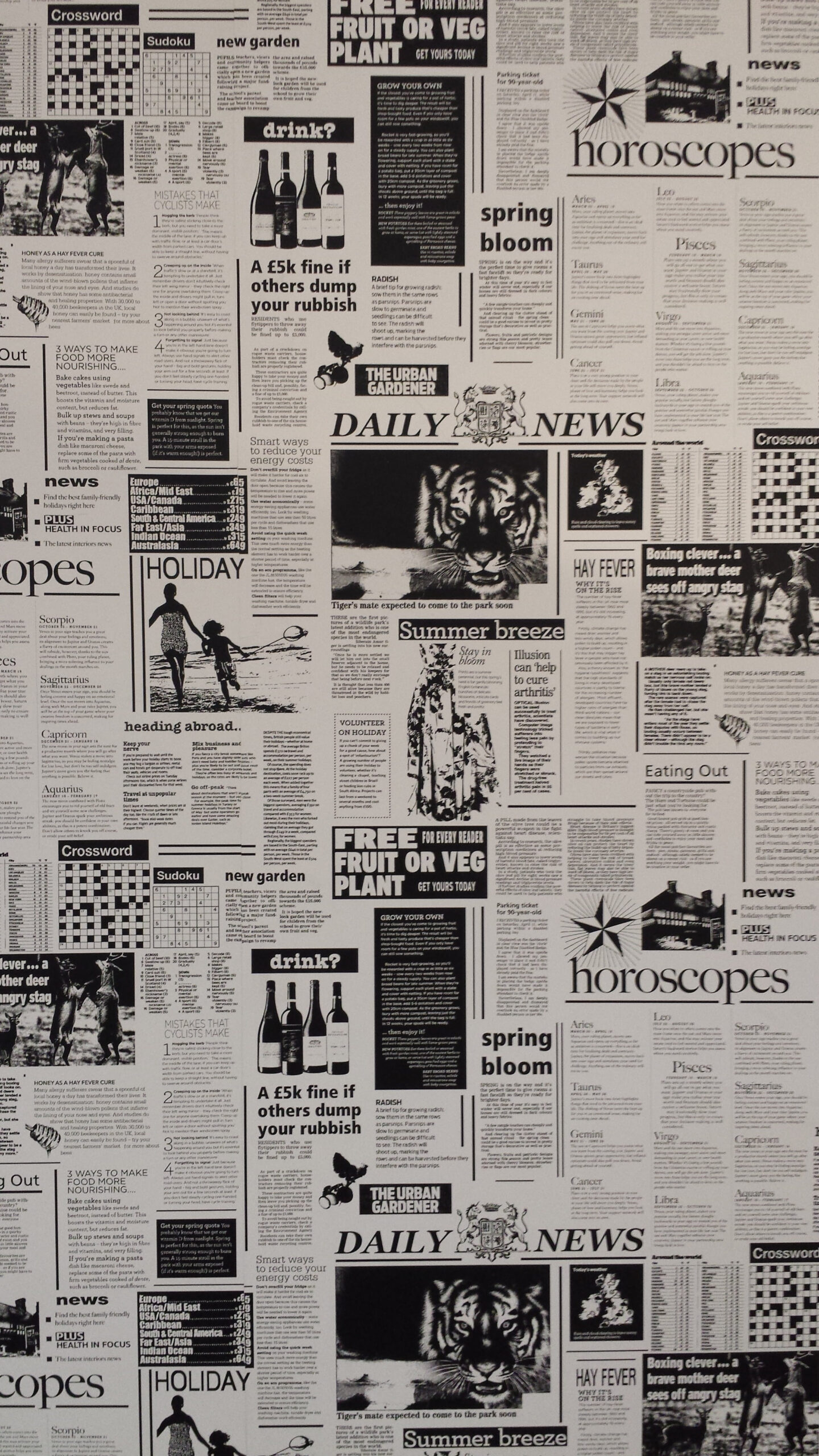 Wallpaper Daily News Newspaper, Black And White, Newspaper, Textures