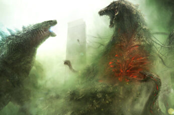 Wallpaper Godzilla, Biollante, Creature, Battle