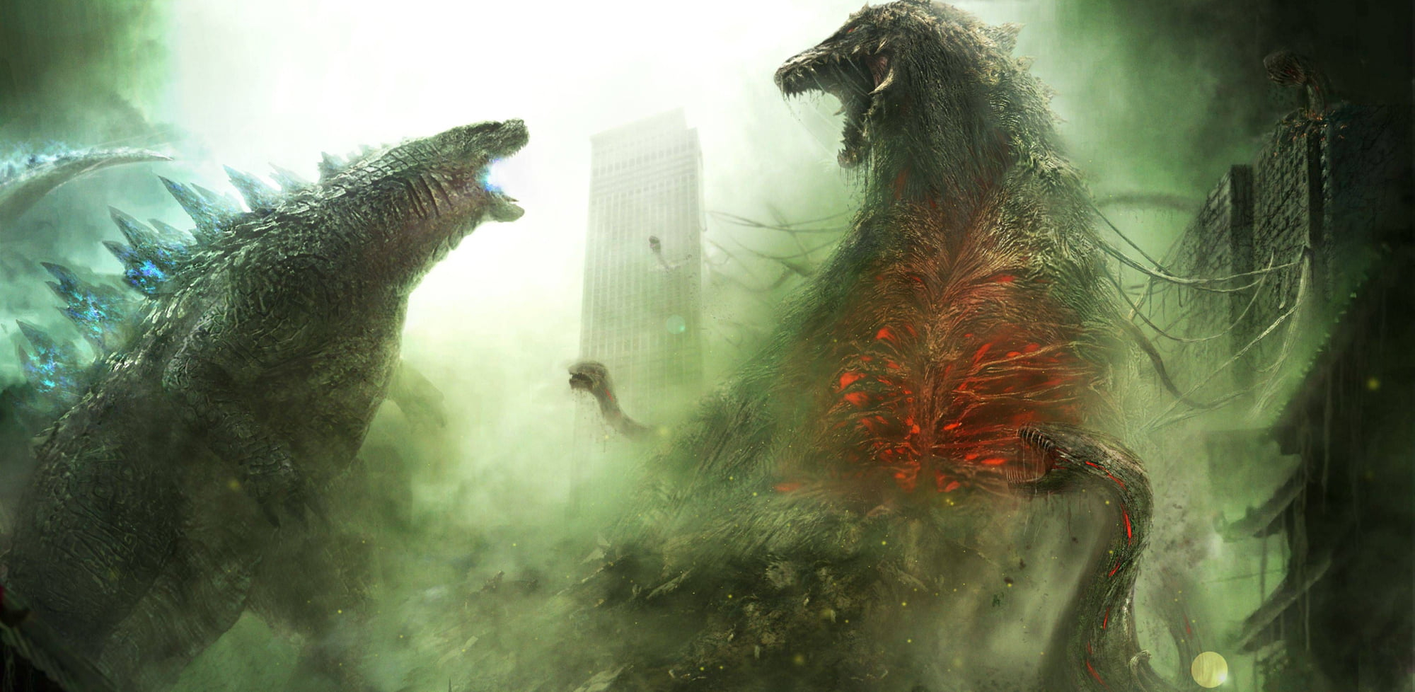Wallpaper Godzilla, Biollante, Creature, Battle