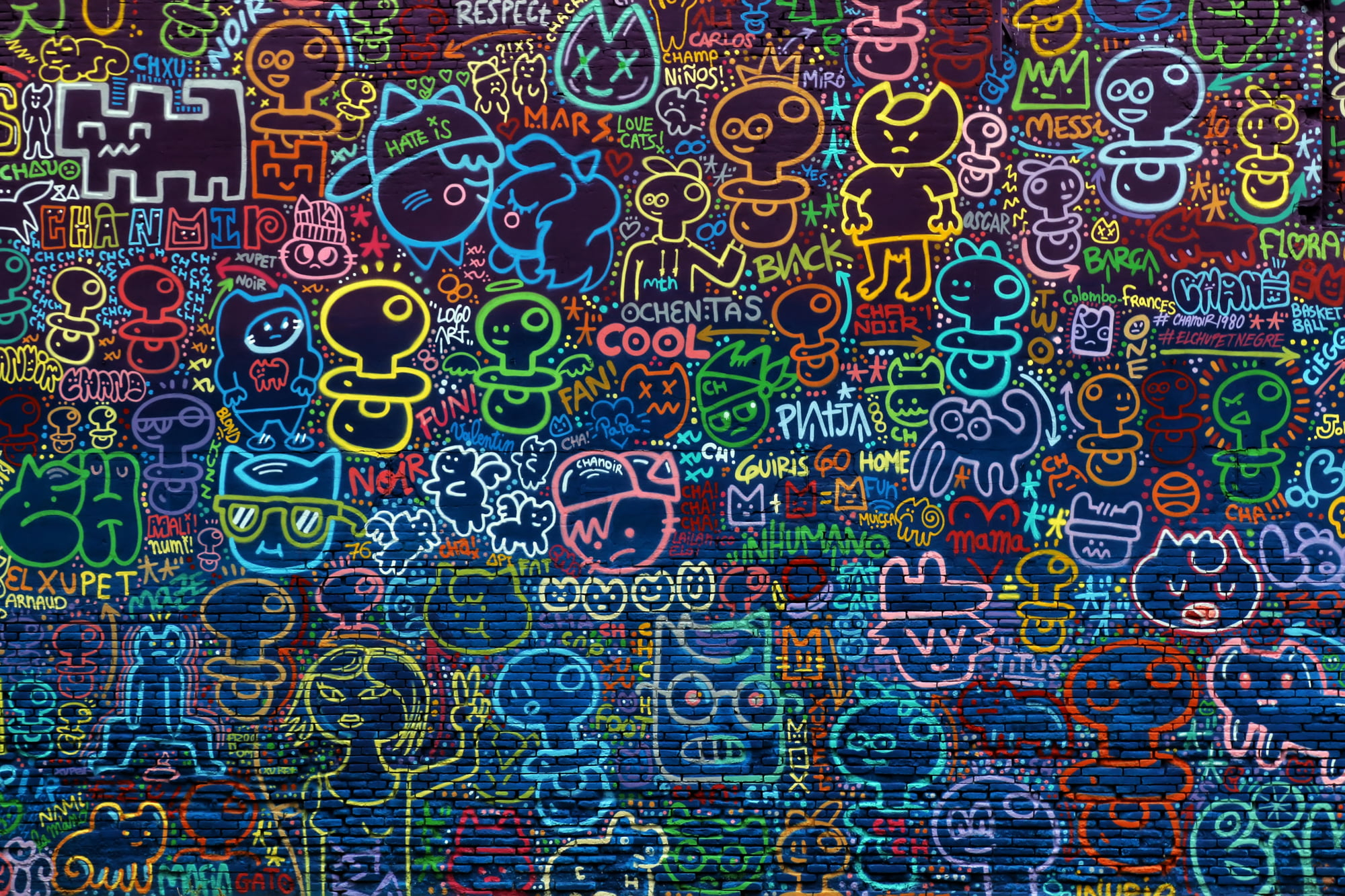 Wallpaper Multicolored Doodle Art, Background