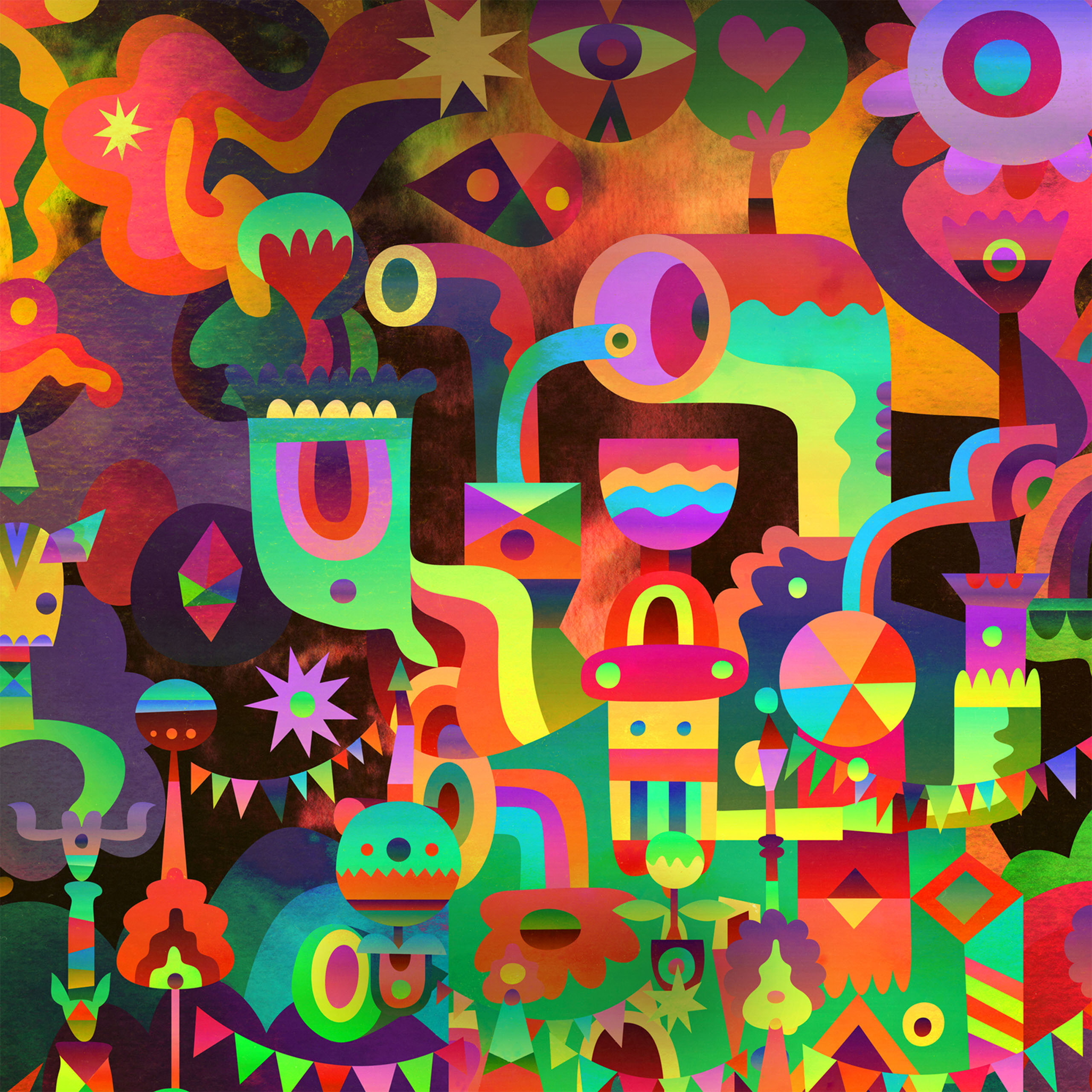 Wallpaper Multicolored Doodle Art Wallpaper