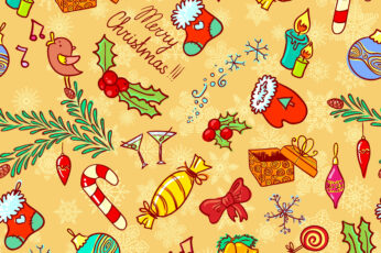 Wallpaper Yellow And Red Christmas Theme, Winter