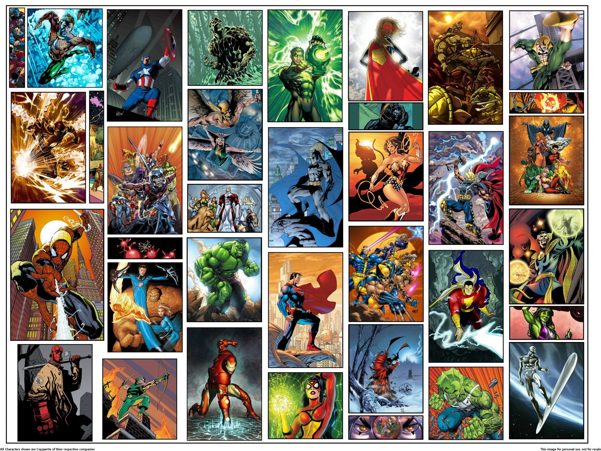 Wallpaper Assorted Super Heroes Collage, Comics, She Hulk, Movies
