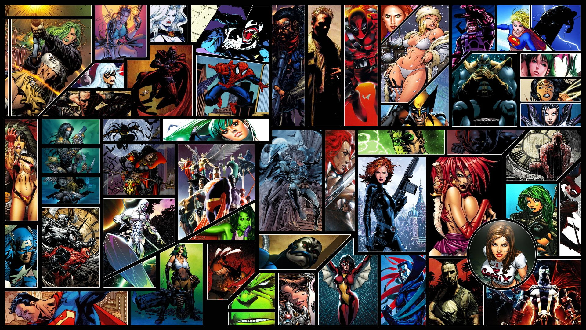 Wallpaper Assorted Superhero Collage, Comics, She Hulk, Movies