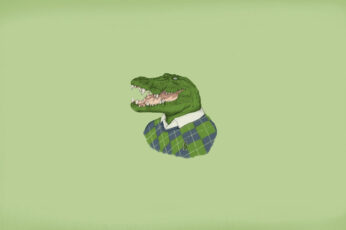 Wallpaper Green Crocodile Wearing Shirt