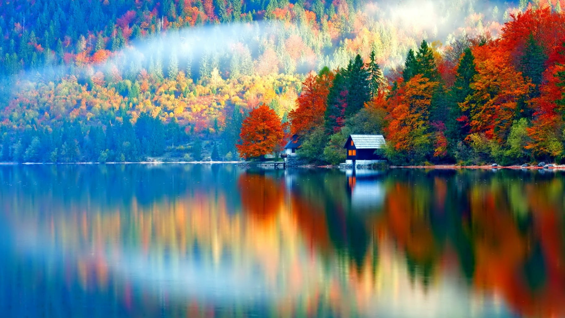 Wallpaper House And Body Of Water, Nature, Lands, Autumn 2022 Wallpaper, Nature