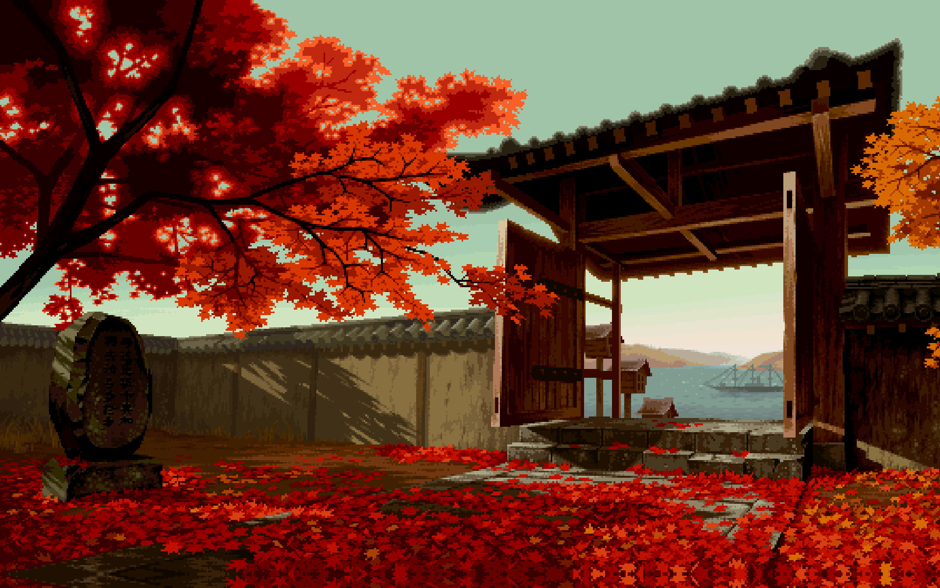 Wallpaper Maple Tree, Video Games, Pixels, Autumn 2022 Wallpaper, Nature