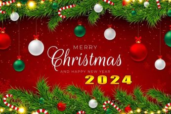 Merry Christmas And Happy New Year 2024 Laptop Wallpaper