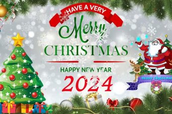 Merry Christmas And Happy New Year 2024 ipad wallpaper