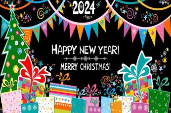 Merry Christmas Happy New Year 2024 4k Wallpaper