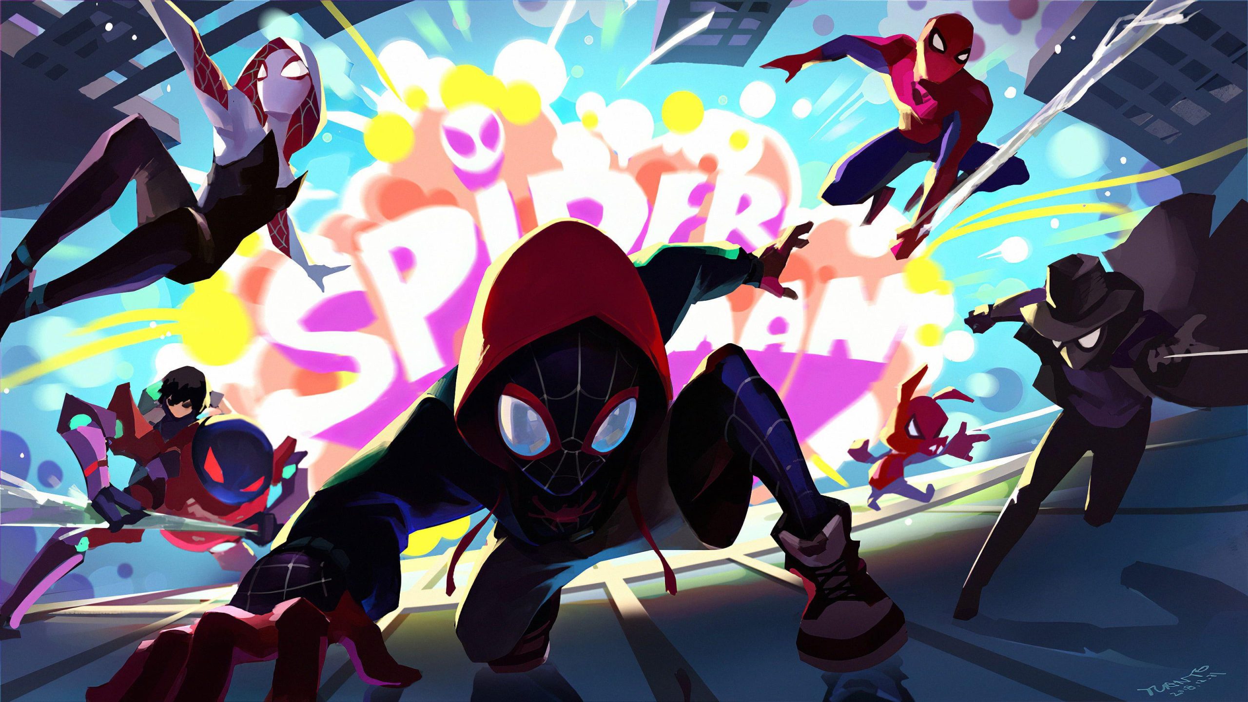 Miles Morales And Gwen Stacy 1080p Wallpaper, Miles Morales And Gwen Stacy, Movies
