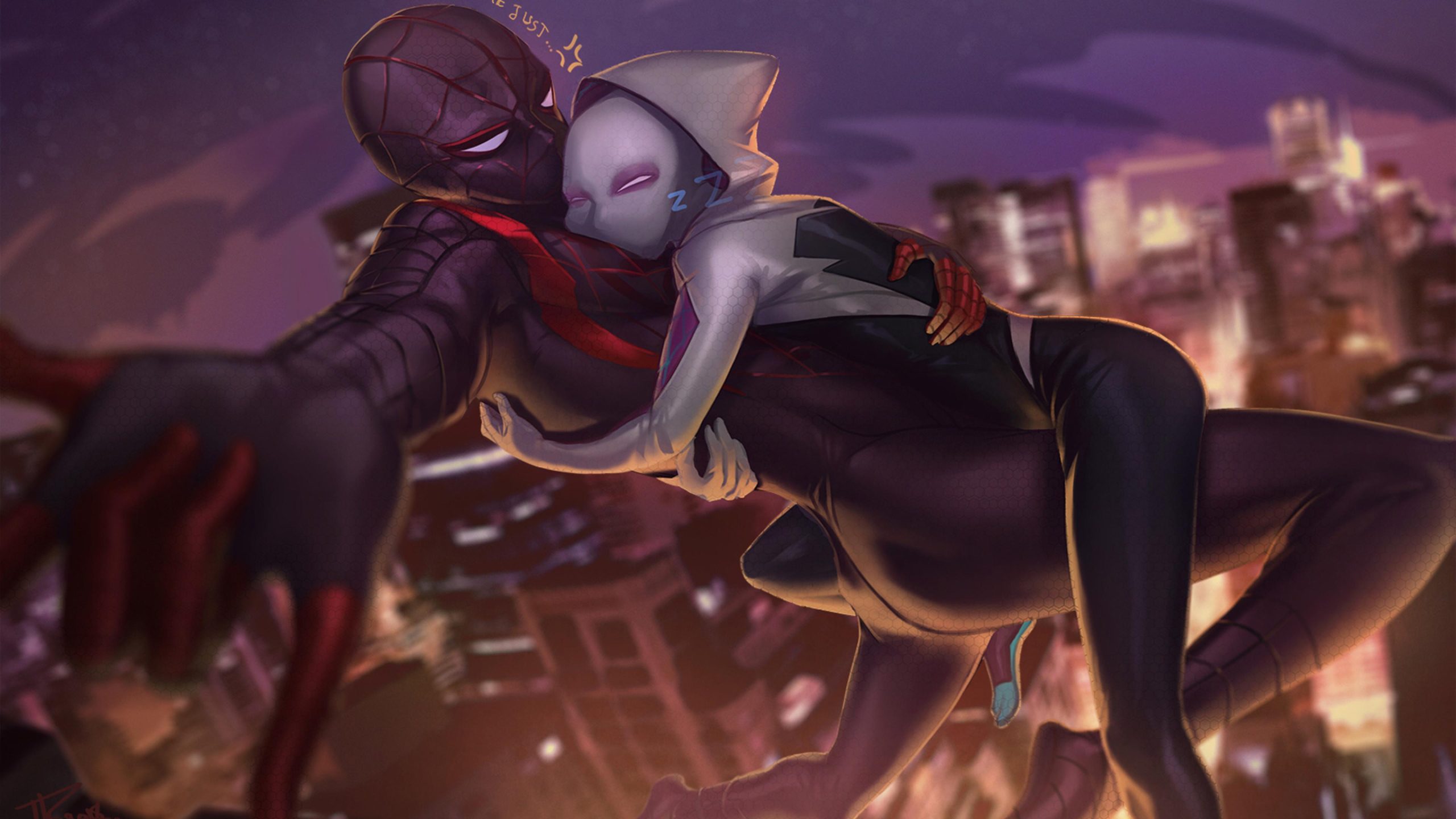 Miles Morales And Gwen Stacy Free Desktop Wallpaper, Miles Morales And Gwen Stacy, Movies