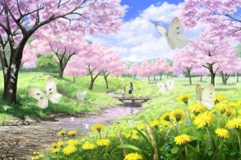 Anime Spring Season Street 1080p Wallpaper