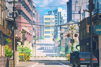 Anime Spring Season Street Desktop Wallpaper