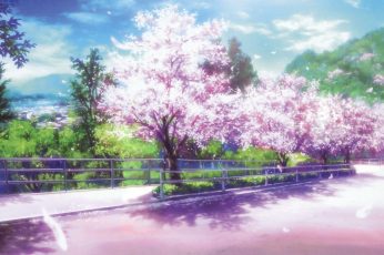 Anime Spring Season Street Desktop Wallpaper Hd