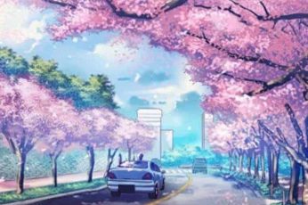 Anime Spring Season Street Desktop Wallpapers