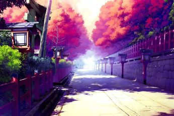 Anime Spring Season Street Hd Wallpaper