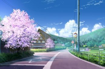 Anime Spring Season Street Wallpaper 4k