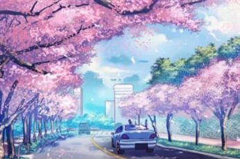 Anime Spring Season Street Wallpaper For Pc