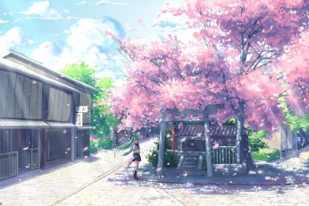 Anime Spring Season Street ipad wallpaper